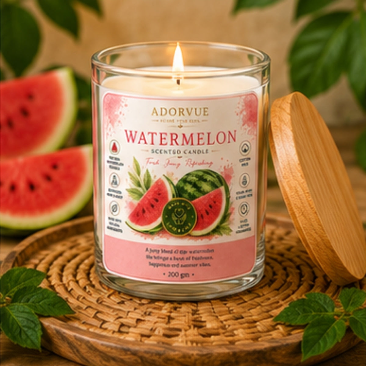 Watermelon Scented Candle for Home Decor & Gifting | Soy Wax Aromatherapy Candle