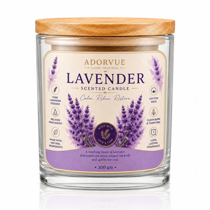 Lavender Scented Candle for Home Decor & Bedroom | 100% Soy Wax Aromatherapy Candle