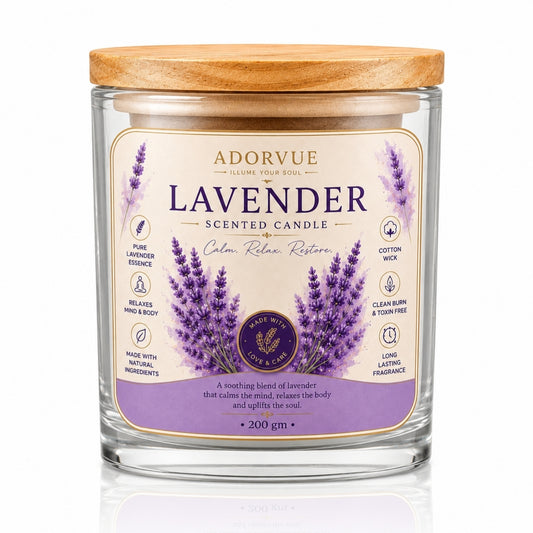 Lavender Scented Candle for Home Decor & Bedroom | 100% Soy Wax Aromatherapy Candle