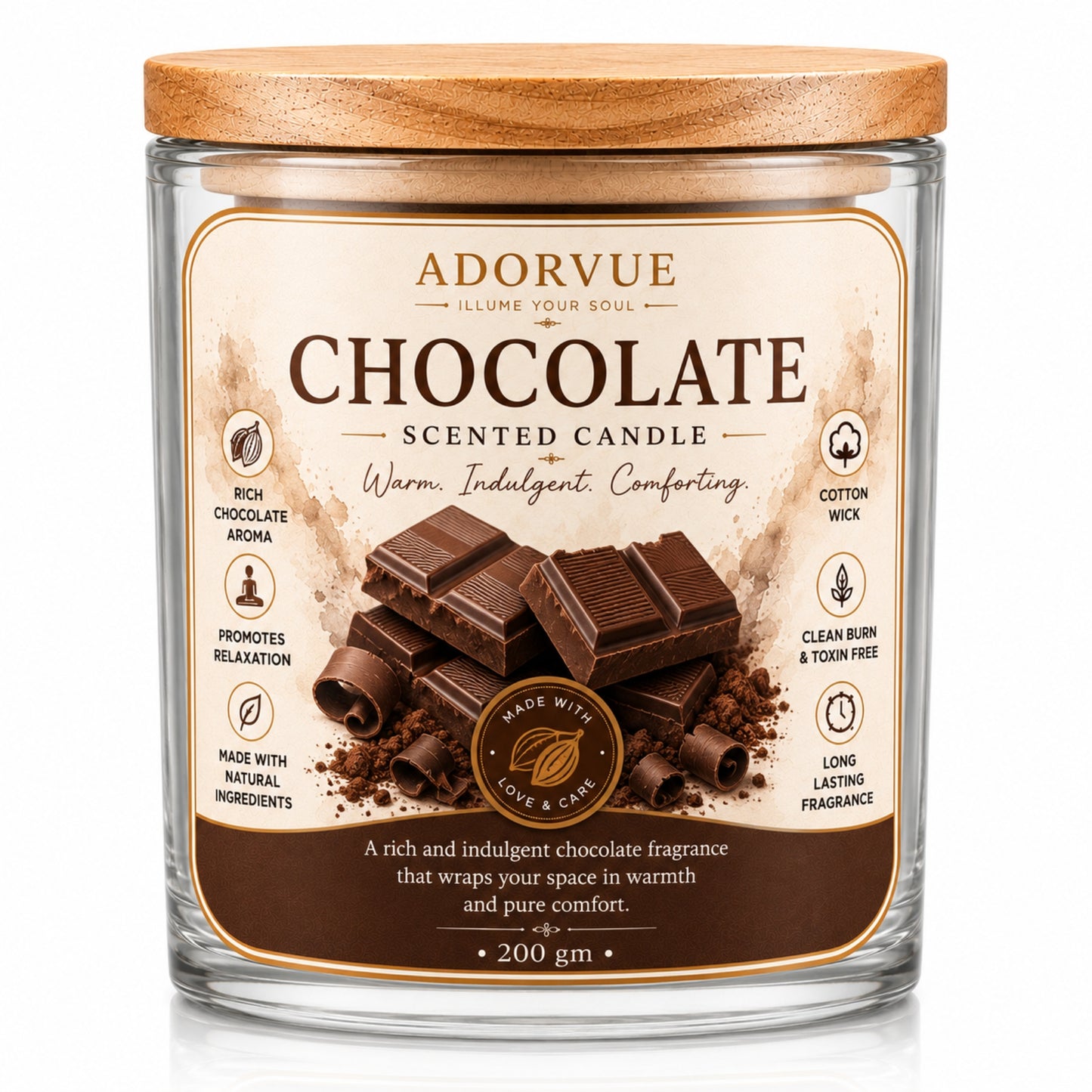 Chocolate Scented Candle for Home Décor & Gifting | Natural Soy Wax Aromatherapy Candle