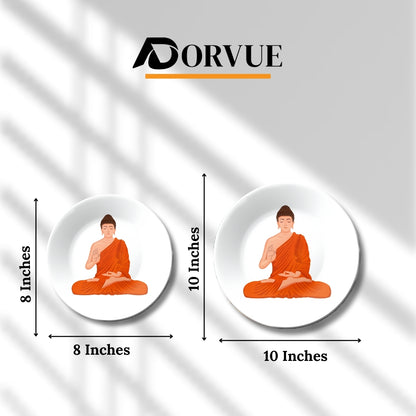 Orange and White Buddha Decorative Wall Plate