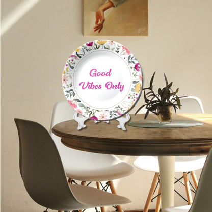 Good Vibes Only Positive Quote Ceramic Wall Plate Home Décor