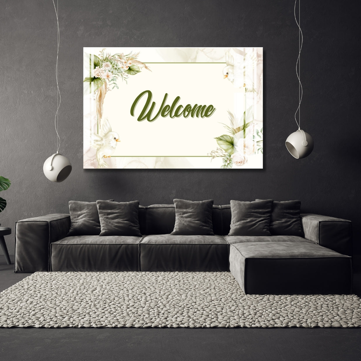 Elegant Welcome Greens Metal Print With or Without Frame Wall Art