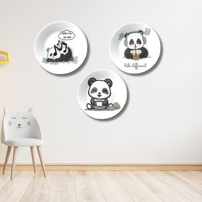 Set of 3 Rest, Play, Feast Panda Moments Wall Plates