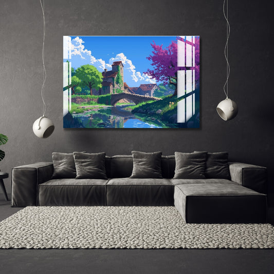 Blossom Bridge Metal Print With or Without Frame Wall Art