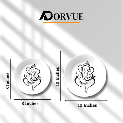 Ganesha Black and White Minimalist Decorative Wall Plate