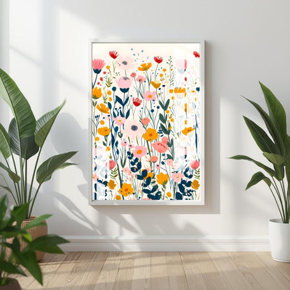 Wildflower Whispers Metal Print With or Without Frame Wall Art
