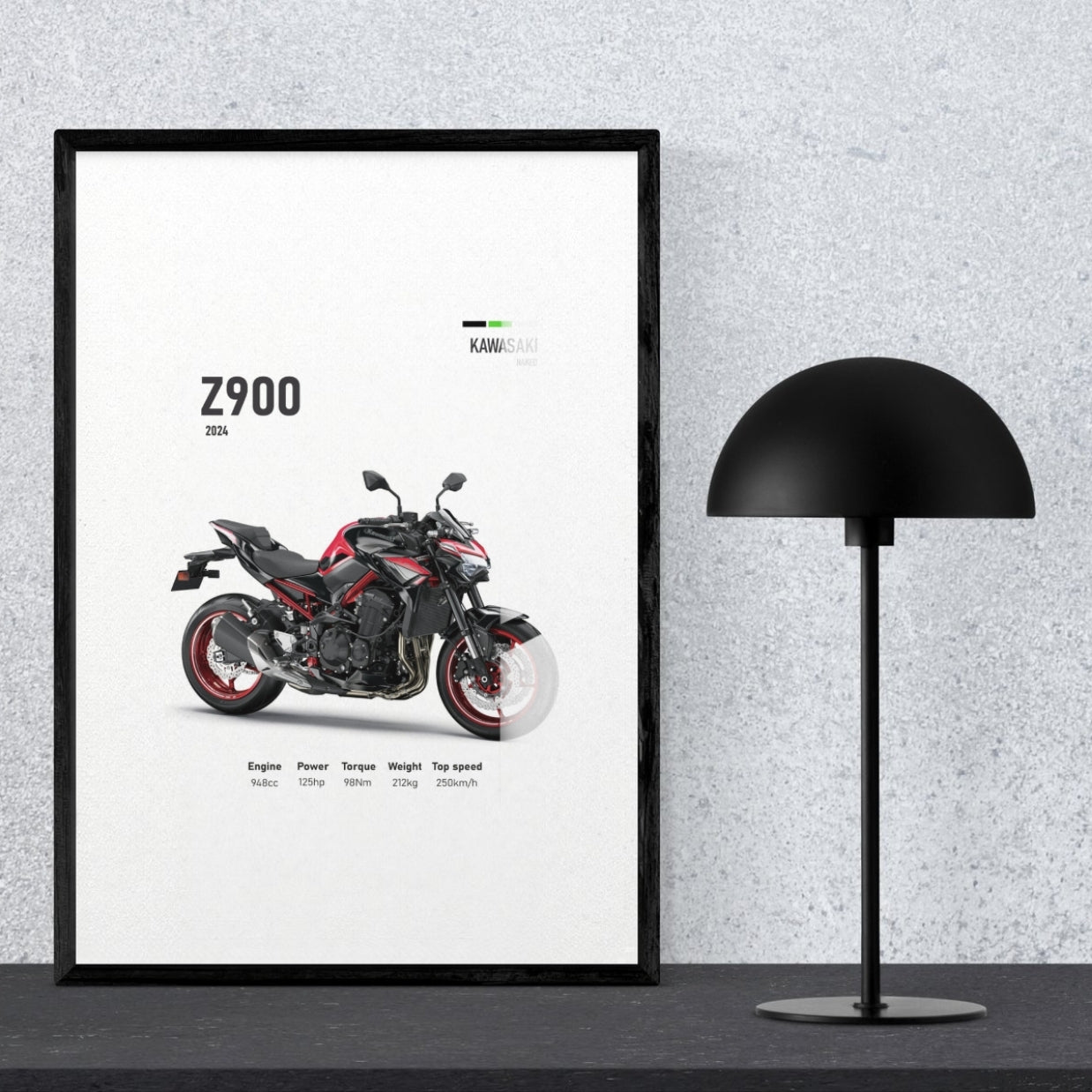 Z900 Performance Blueprint Metal Print With or Without Frame Wall Art