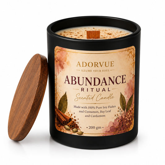 Abundance Ritual Scented Candle for Home Fragrance | Cinnamon, Bay Leaf & Cardamom Soy Wax Candle