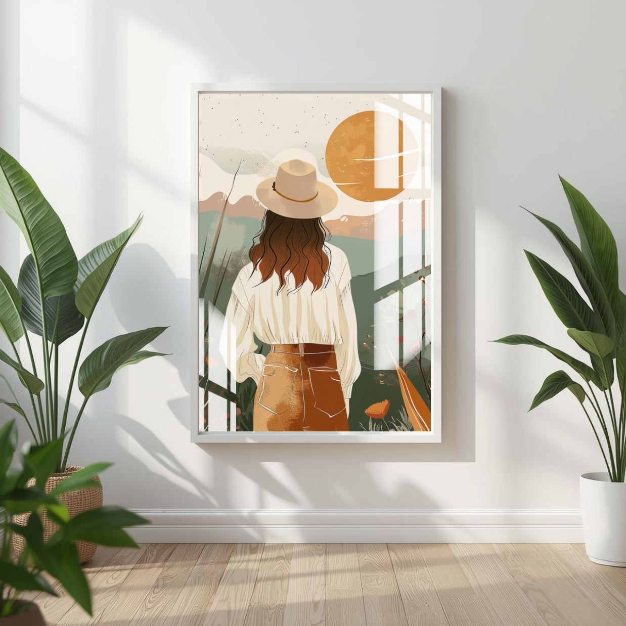 Sunset Wanderer Bohemian Metal Print With or Without Frame Wall Art