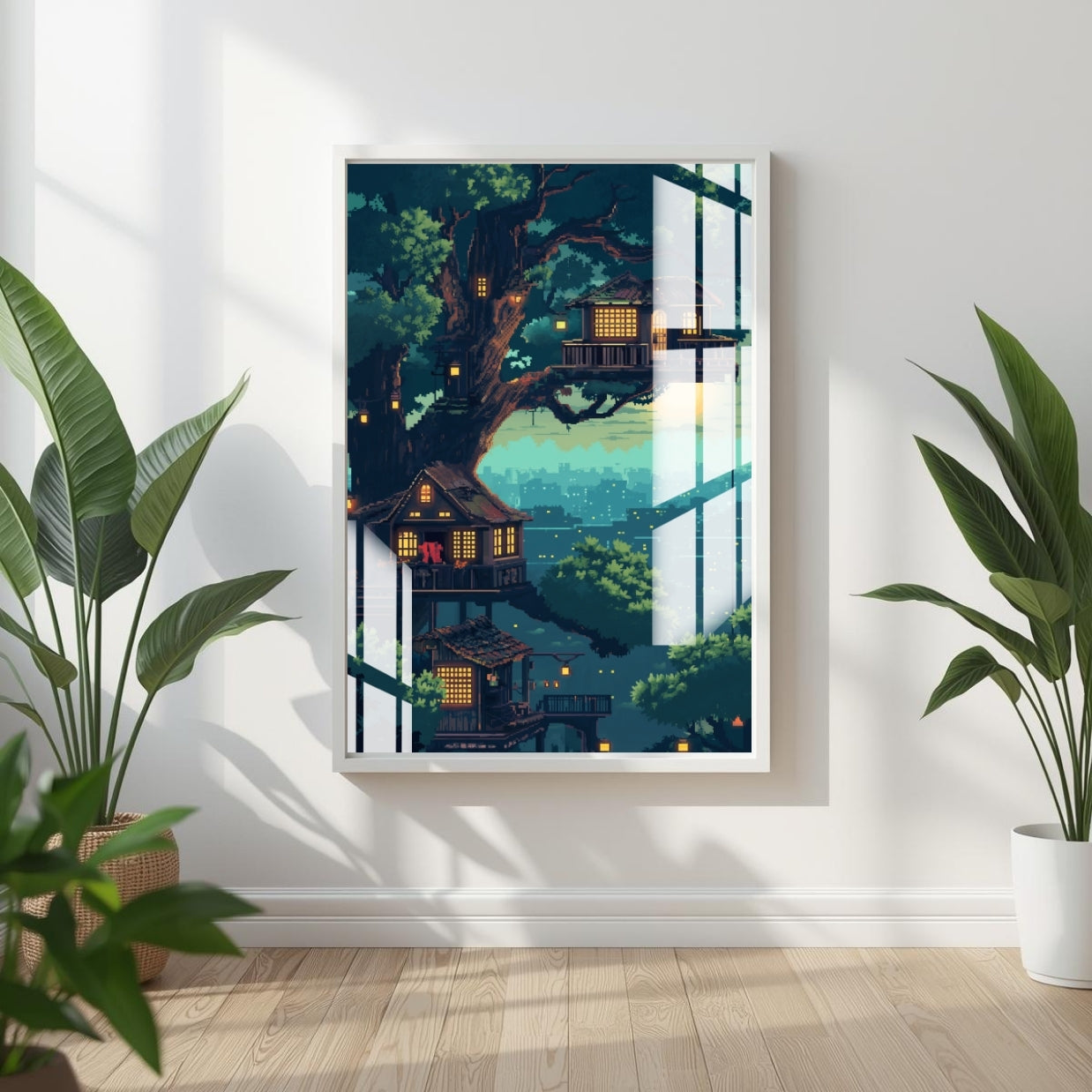 Treehouse Midnight Haven Metal Print With or Without Frame Wall Art