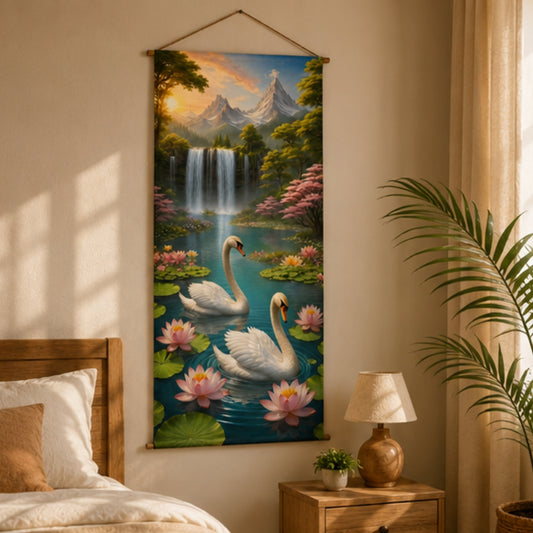 Swan Waterfall Wall Hanging Tapestry for Living Room