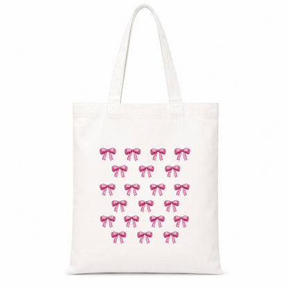 Cute Bows Premium Reusable Unique Art Printed Tote Bag Stylish Eco-Friendly Cotton Handbags, Canvas Bags for College, Shopping, Office, Travel, Grocery Runs, Beach Day and Casual Outings