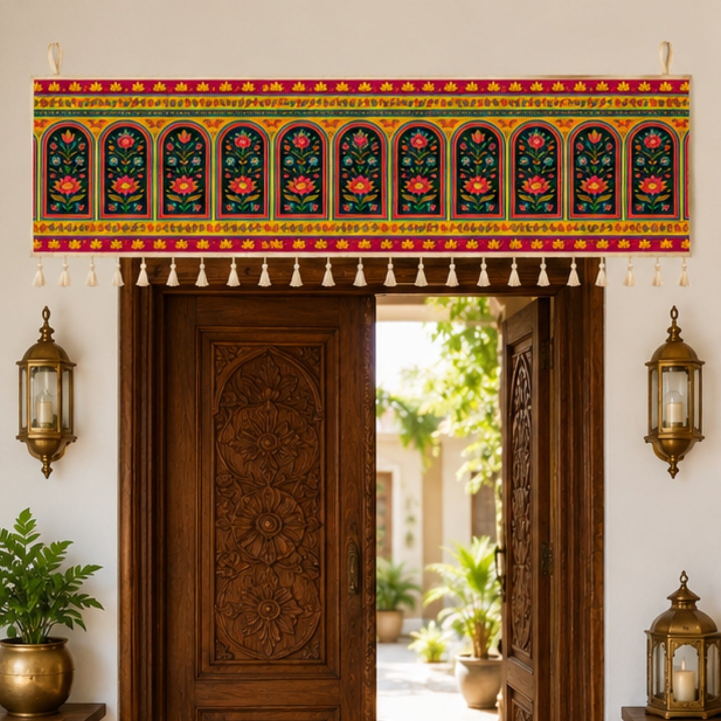 Floral Toran for Main Door Entrance, Window, Pooja Mandir & Housewarming Gift