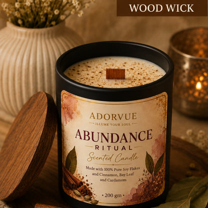 Abundance Ritual Scented Candle for Home Fragrance | Cinnamon, Bay Leaf & Cardamom Soy Wax Candle