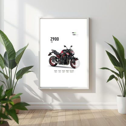 Z900 Performance Blueprint Metal Print With or Without Frame Wall Art