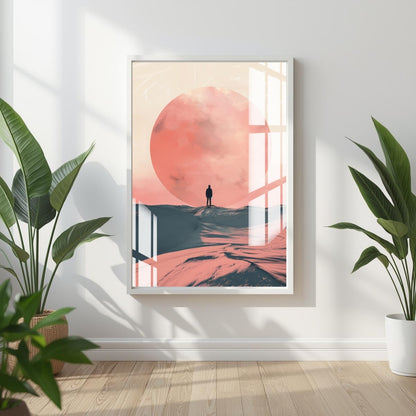 Red Moon Solitude Metal Print With or Without Frame Wall Art