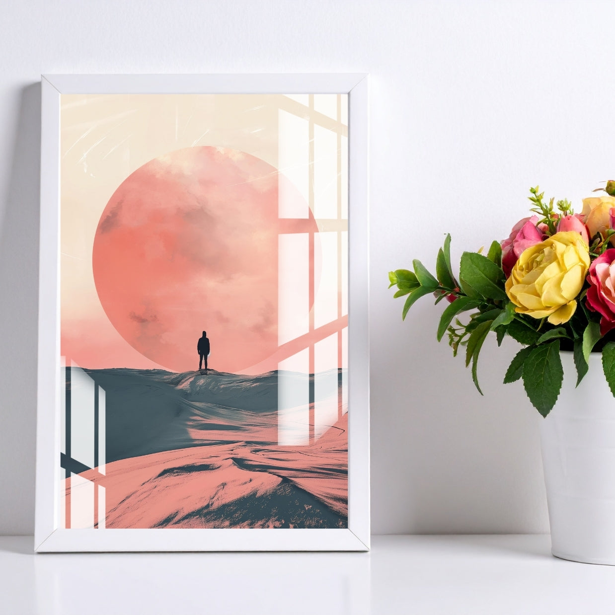 Red Moon Solitude Metal Print With or Without Frame Wall Art