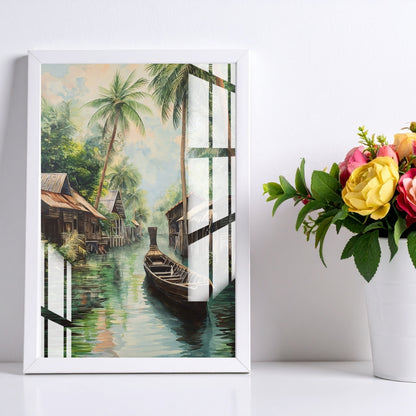 Tropical Canal Escape Metal Print With or Without Frame Wall Art