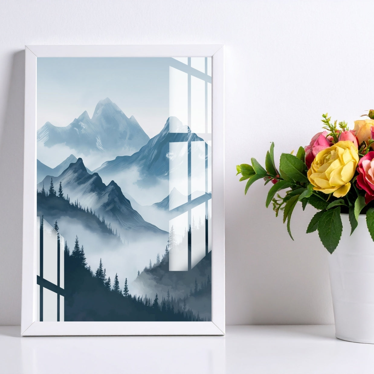 Misty Mountain Layers Metal Print With or Without Frame Wall Art