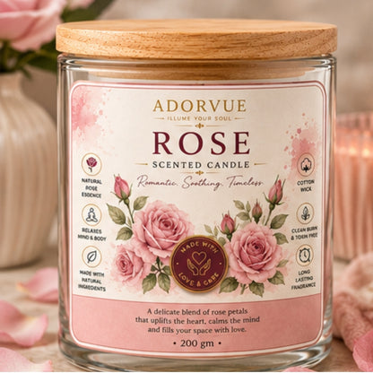 Rose Scented Candle for Home Decor & Gifting | Natural Soy Wax Aromatherapy Candle