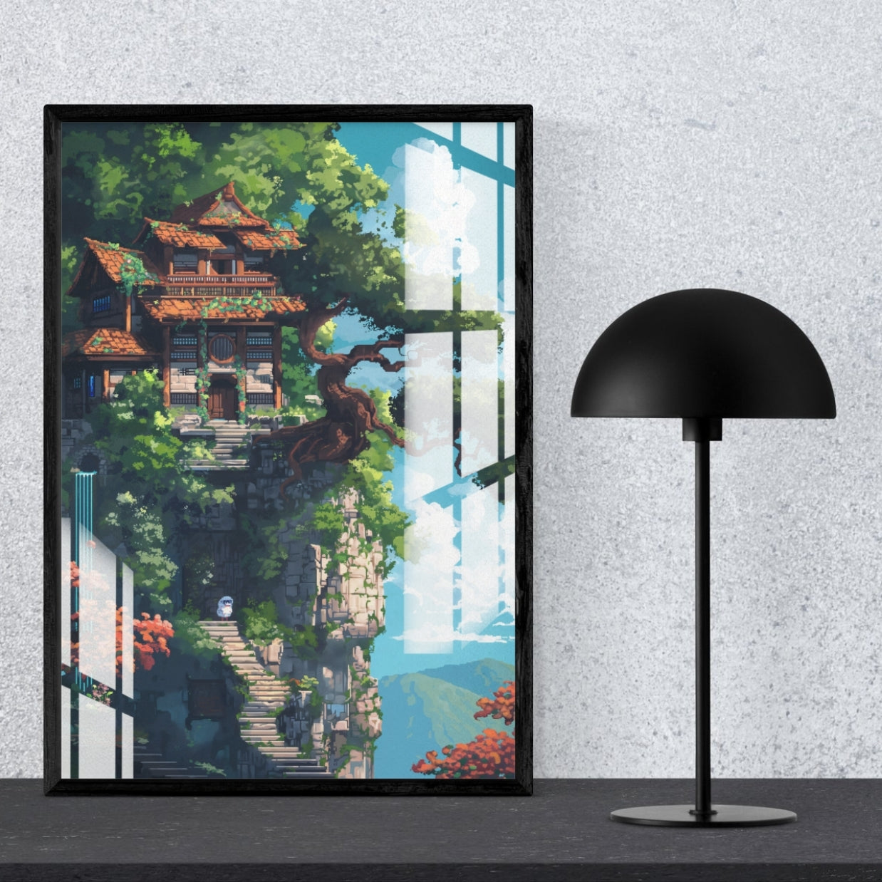 Cliffside Sanctuary Metal Print With or Without Frame Wall Art