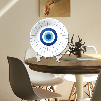 Hamsa Evil Eye Art Ceramic Wall Plate Home Décor