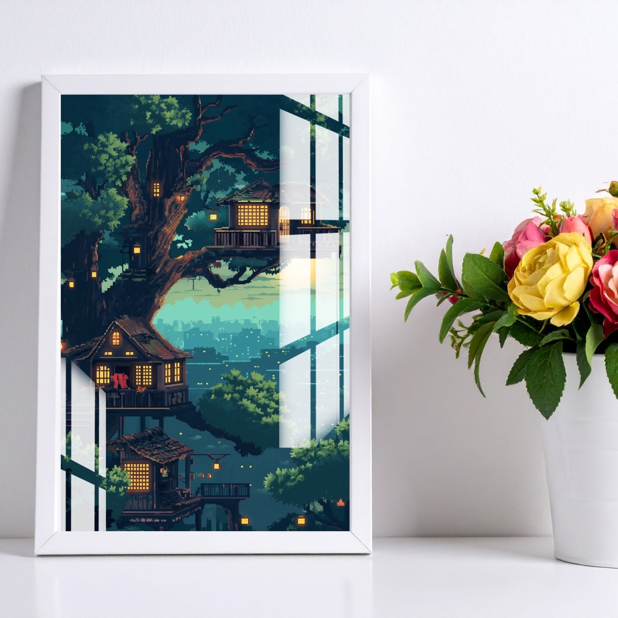 Treehouse Midnight Haven Metal Print With or Without Frame Wall Art