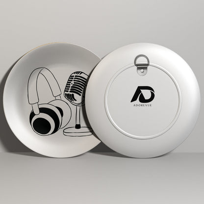 Microphone With Headphones Decorative Wall Plate