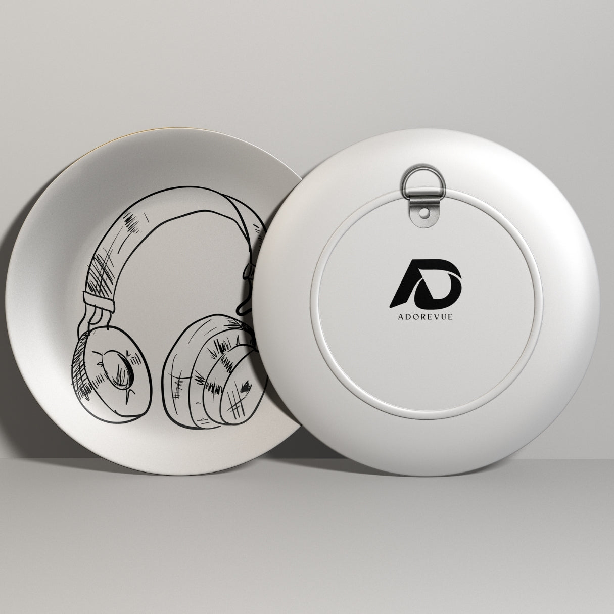 Headphone Black and White Art Decorative Wall Plate