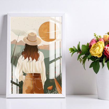 Sunset Wanderer Bohemian Metal Print With or Without Frame Wall Art