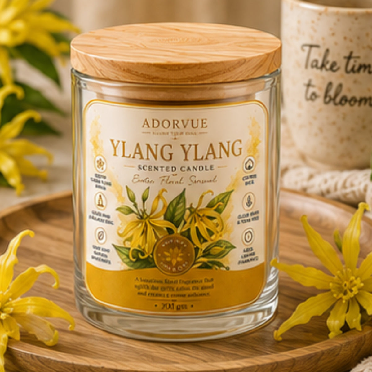 Ylang Ylang Scented Candle for Home Décor & Gifting | Natural Soy Wax Aromatherapy Candle