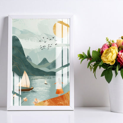 Sailing Serenity Shores Metal Print With or Without Frame Wall Art
