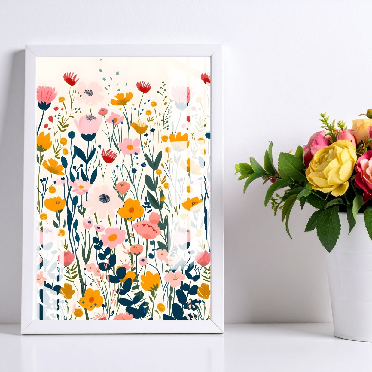 Wildflower Whispers Metal Print With or Without Frame Wall Art