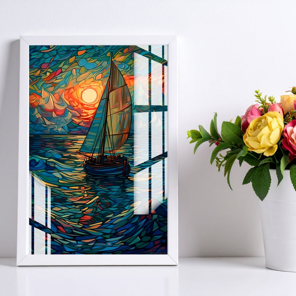 Sailing Into Sunset Metal Print With or Without Frame Wall Art