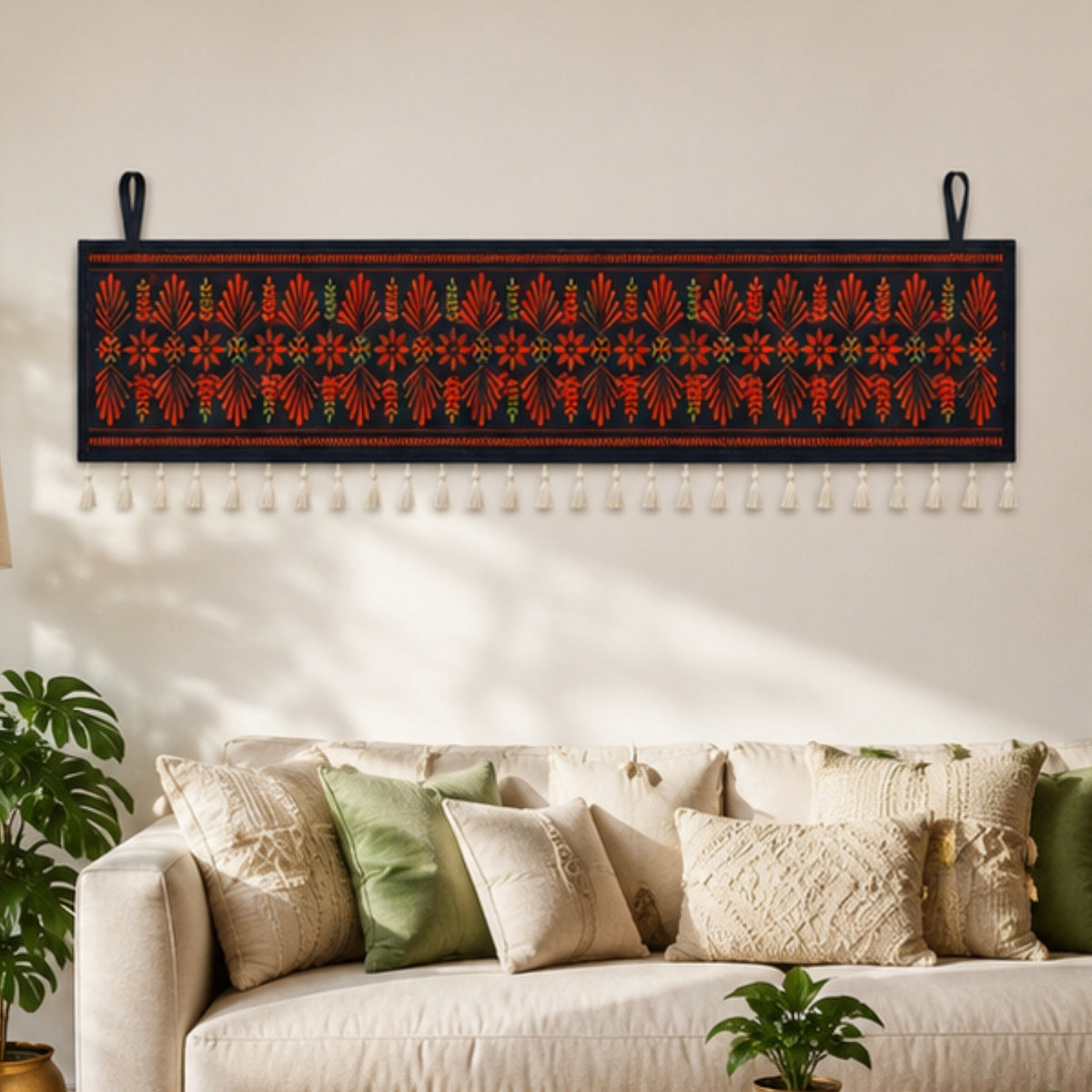 Traditional Floral Border  Toran for Main Door Entrance, Pooja Mandir & Housewarming Gift
