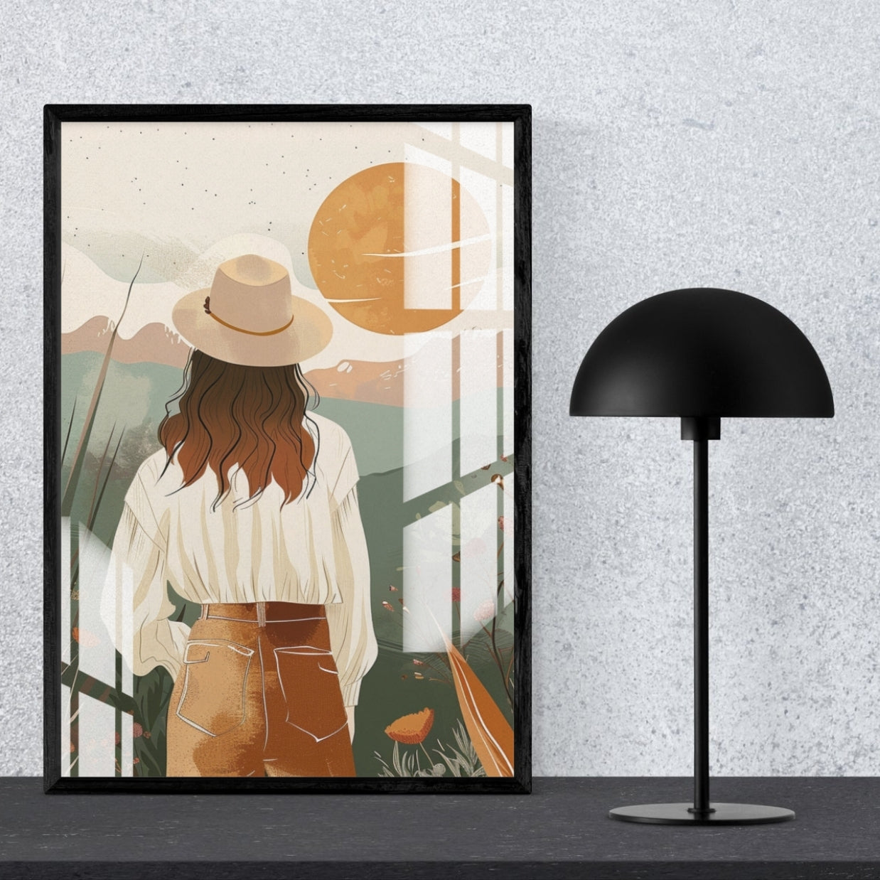 Sunset Wanderer Bohemian Metal Print With or Without Frame Wall Art