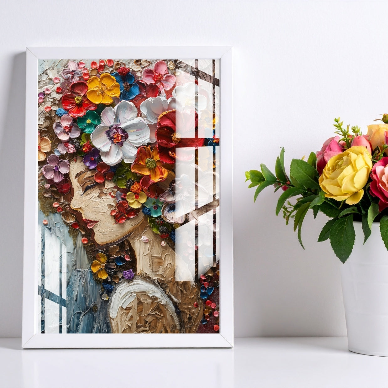 Petals & Poise Floral Muse Metal Print With or Without Frame Wall Art