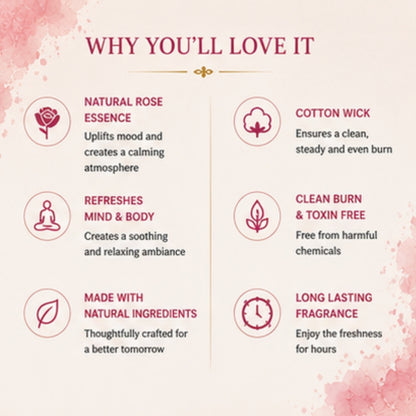 Rose Scented Candle for Home Decor & Gifting | Natural Soy Wax Aromatherapy Candle