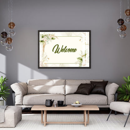 Elegant Welcome Greens Metal Print With or Without Frame Wall Art