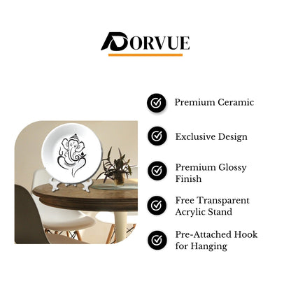 Ganesha Black and White Minimalist Decorative Wall Plate