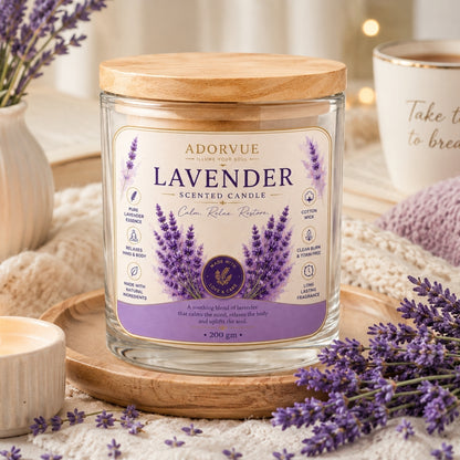 Lavender Scented Candle for Home Decor & Bedroom | 100% Soy Wax Aromatherapy Candle