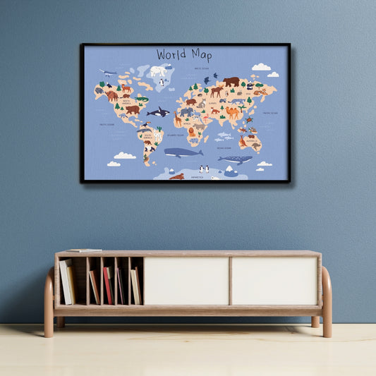 Explorer’s Map Canvas Painting Framed Wall Art