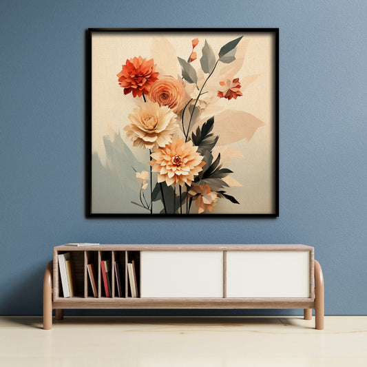 Amber Bloom Canvas Painting Framed Wall Art