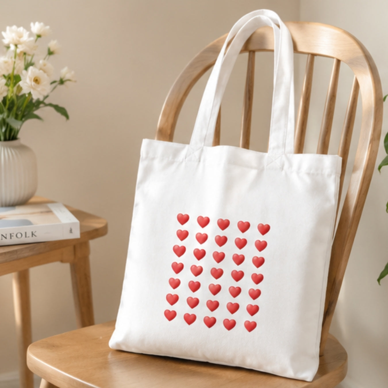Hearts Premium Reusable Unique Art Printed Tote Bag Stylish Eco-Friendly Cotton Handbags, Canvas Bags for College, Shopping, Office, Travel, Grocery Runs, Beach Day and Casual Outings
