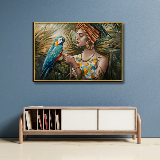 Tropical Bond Afrocentric Canvas Painting Framed Wall Art