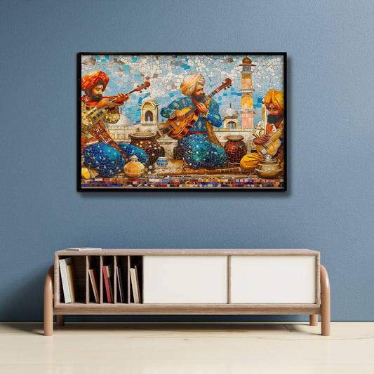 Cultural Symphony Folk Music Canvas Painting Framed Wall Art