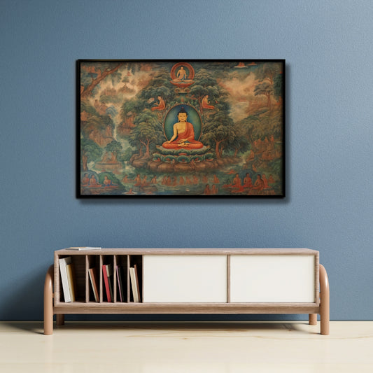 Enlightened Serenity Buddha Canvas Painting Framed Wall Art