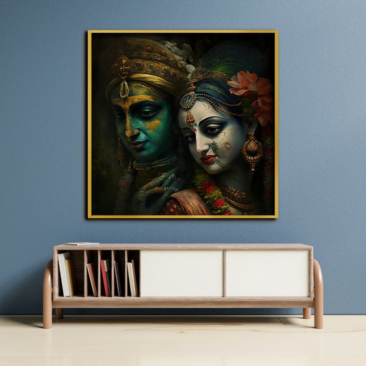 Eternal Love Radha Krishna Canvas Painting Framed Wall Art
