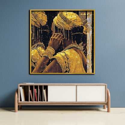 Golden Reflection Canvas Painting Framed Wall Art